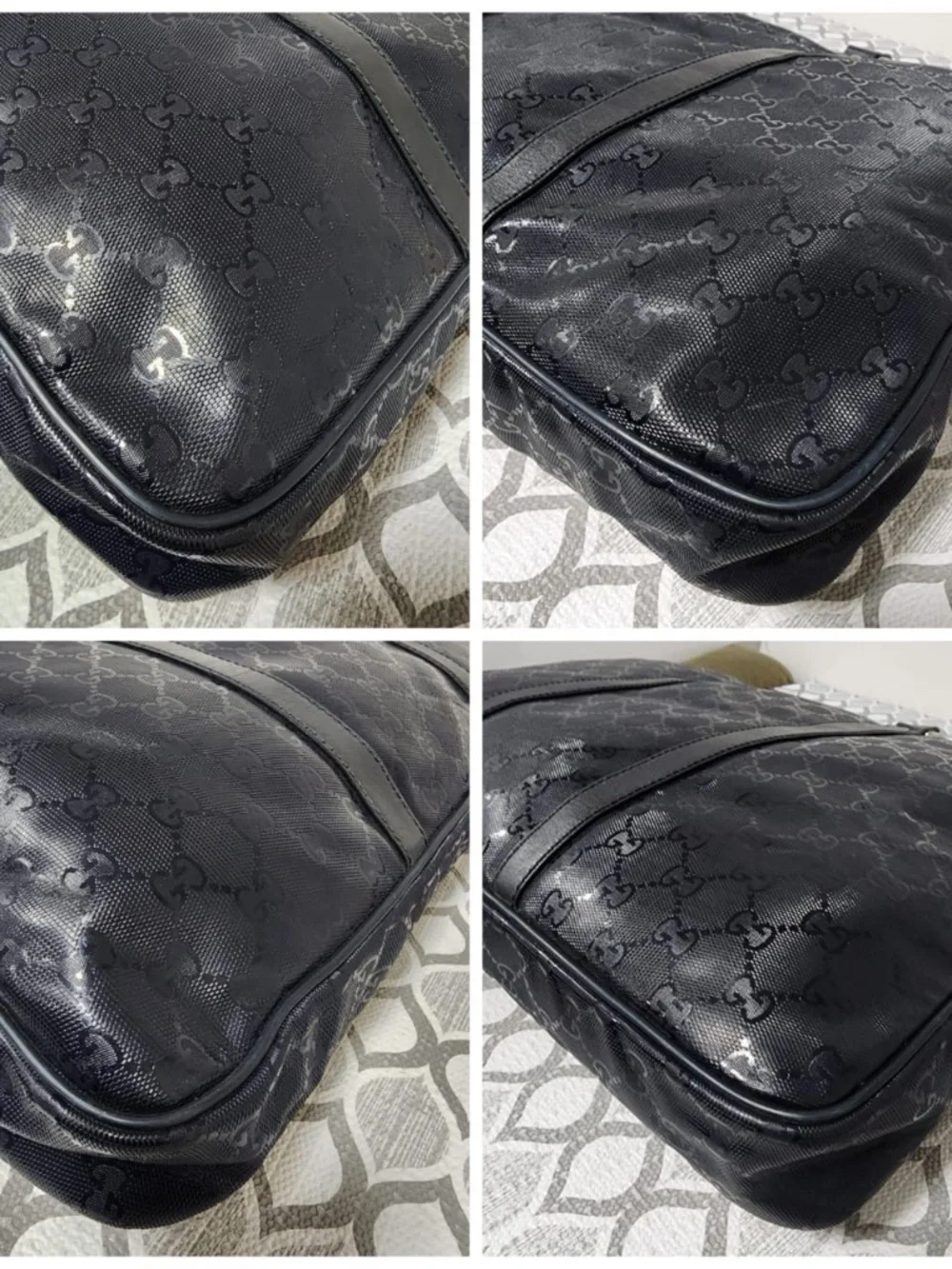 Authentic Gucci GG Imprimé Briefcase/Laptop Bag Navy Blue